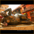 Outdoor popular decor large bronze fat lying woman art sculpture reproduction